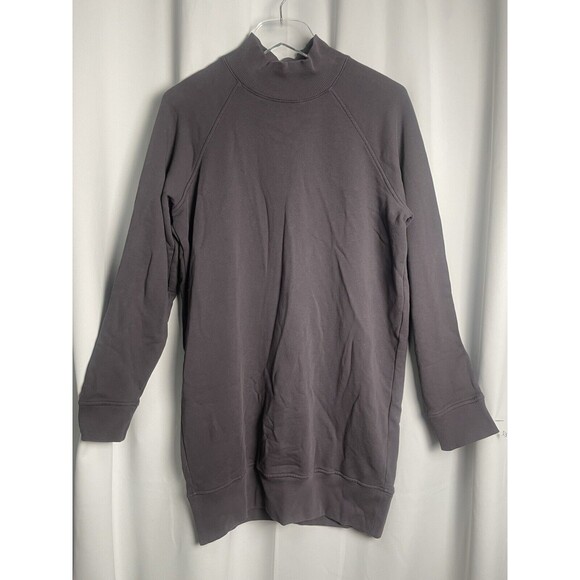 ATM French Terry Mock Neck Sweatshirt Mini Dress In Dusk Sz XS New - Picture 3 of 9
